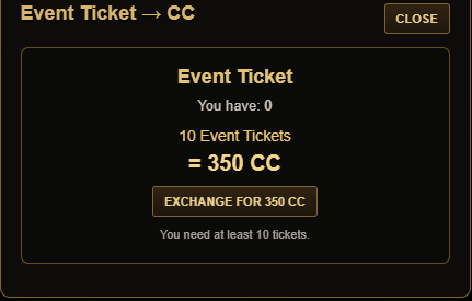 Event Ticket to CC exchange in ItemTrader